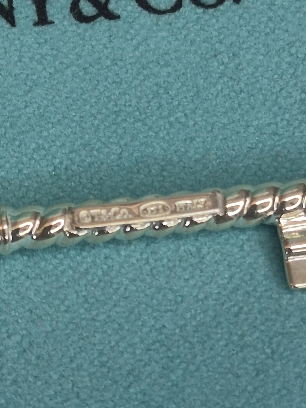 Tiffany & Co. Silver Twisted-Rope Key Pendant With Tiffany Blue Pouch & Box. NEW